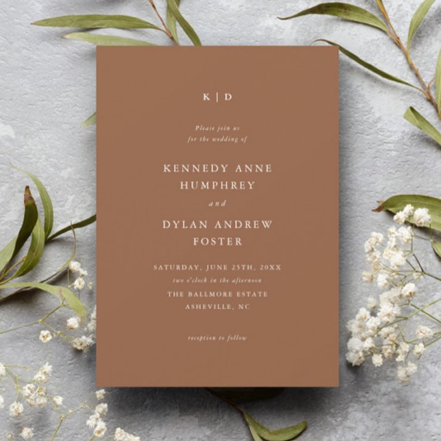 Simple Terracotta Elegant Wedding Invitation (Creator Uploaded)