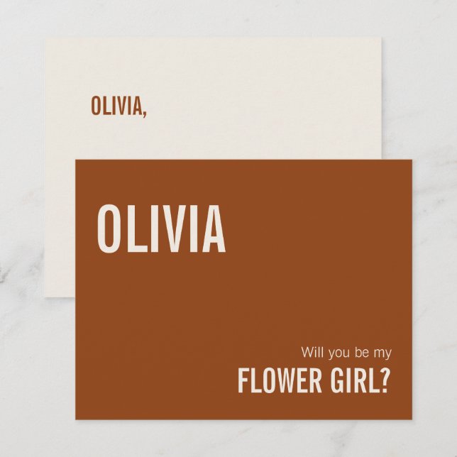 Simple Terracotta Flower Girl Proposal Card (Front/Back)