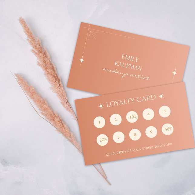 Simple Terracotta Gradient Makeup Artist Marketing Loyalty Card (Creator Uploaded)