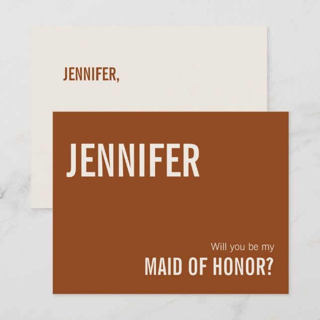 Simple Terracotta Maid of Honor Proposal Card (Front/Back)
