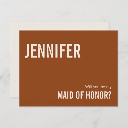 Simple Terracotta Maid of Honor Proposal Card