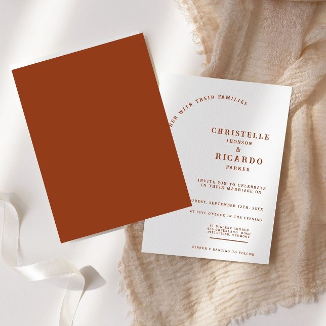Simple terracotta minimalist wedding invitation (Creator Uploaded)
