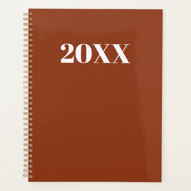 Simple terracotta modern typography year monogram planner (Front)