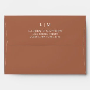Simple Terracotta Monogram Elegant Wedding Envelope