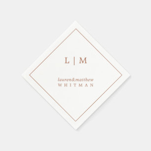 Simple Terracotta Monogram Elegant Wedding Napkins