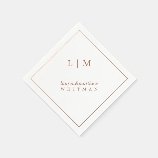 Simple Terracotta Monogram Elegant Wedding Napkins (Corner)