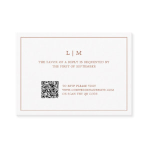 Simple Terracotta Monogram QR Code Wedding RSVP Note Card
