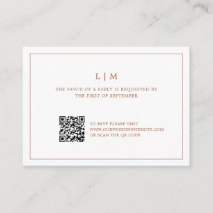Simple Terracotta Monogram QR Code Wedding RSVP Note Card