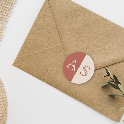 Simple terracotta monogram wedding envelope seal