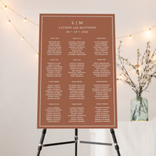 Simple Terracotta Monogram Wedding Seating Chart Foam Board