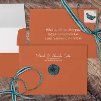 Terra Cotta Watercolor A7 5x7 Wedding Invitation Envelope