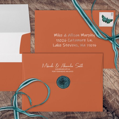 Simple Terracotta Pre_Addressed 5x7 Wedding Envelope