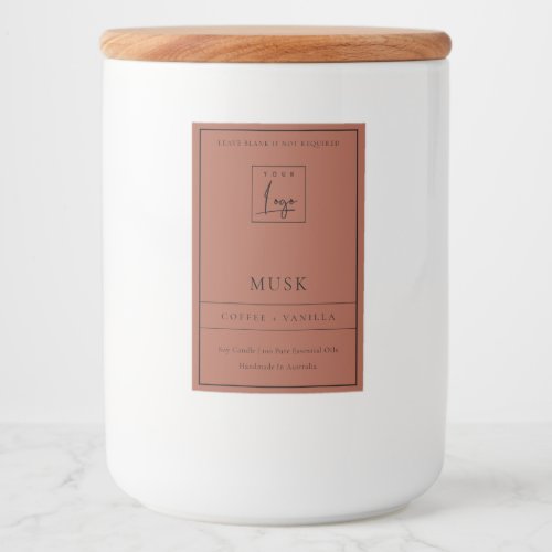 SIMPLE TERRACOTTA RUST RED LOGO BORDER CANDLE FOOD LABEL
