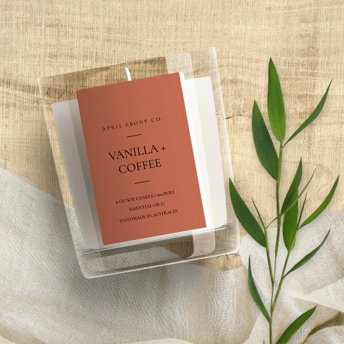 SIMPLE TERRACOTTA RUST RED MINIMAL MODERN CANDLE FOOD LABEL