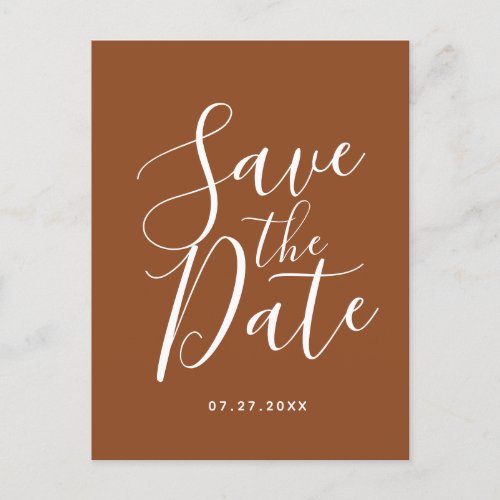 Simple Terracotta Save The Date Boho Wedding Postcard