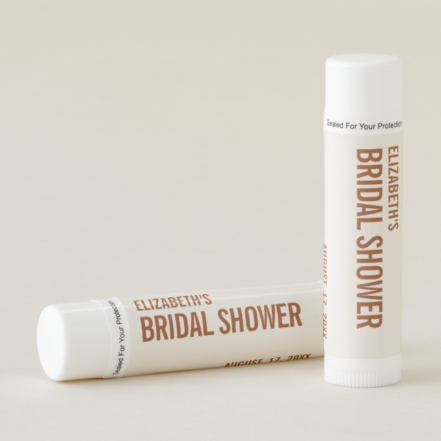 Simple Terracotta Typography Bridal Shower  Lip Ba Lip Balm (Front)