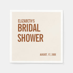 Simple Terracotta Typography Bridal Shower Napkins
