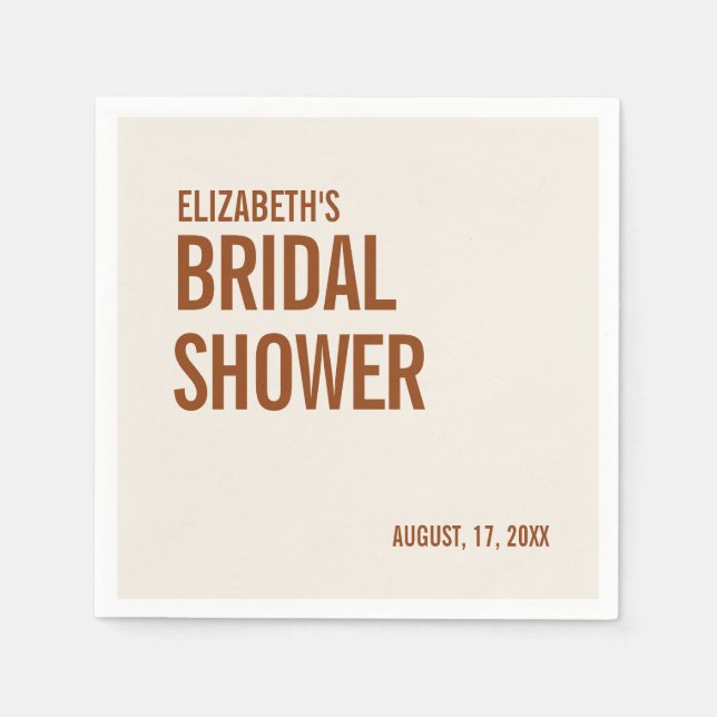 Simple Terracotta Typography Bridal Shower Napkins (Front)