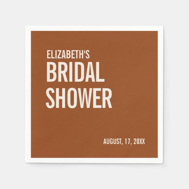 Simple Terracotta Typography Bridal Shower Napkins (Front)