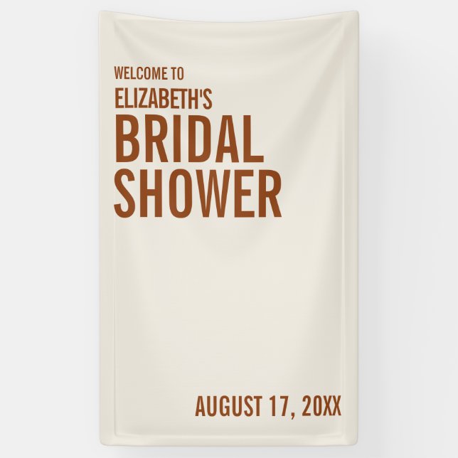 Simple Terracotta Typography Bridal Shower Welcome Banner (Vertical)