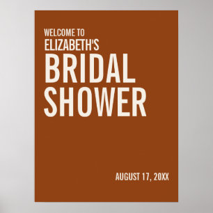 Simple Terracotta Typography Bridal Shower Welcome Poster