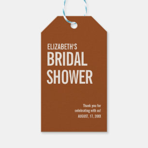 Simple Terracotta Typography Bridal Thank You  Gift Tags
