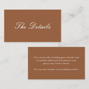 Simple Terracotta Wedding Guest Details Enclosure Card