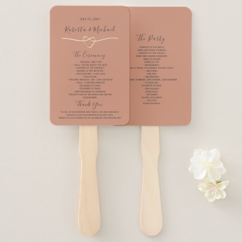 Simple Terracotta Wedding Program Hand Fan