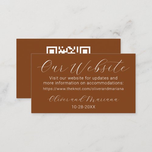 Simple Terracotta Wedding Website Enclosure Card