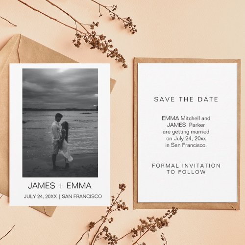 Simple  Text and Photo Weeding  Save The Date Card