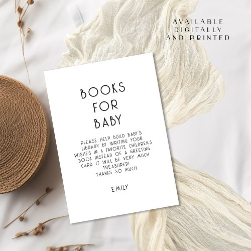 Simple Text Black White Books for Baby Shower Invitation