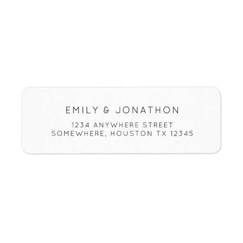 Simple Text Black White Return Name Address Label