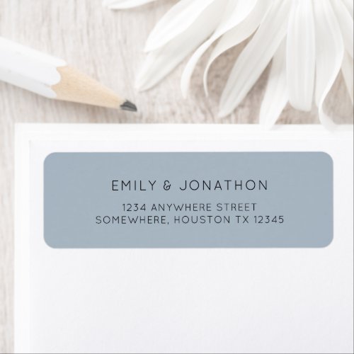 Simple Text Dusty Blue Return Name Address Label