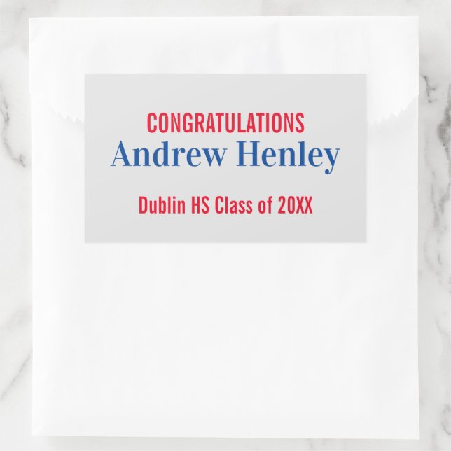 Simple Text Graduation Party Favor Rectangular Sticker (Bag)