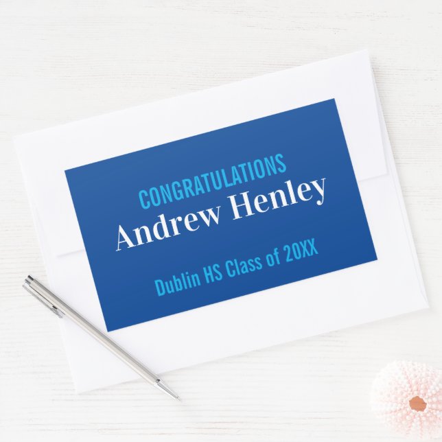 Simple Text Graduation Party Favor Rectangular Sticker (Envelope)