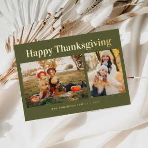 Simple Text Happy Thanksgiving Foil Holiday Card