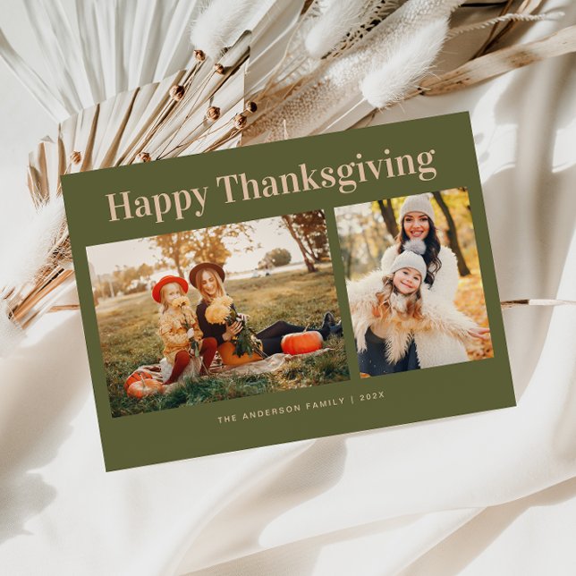 Simple Text Happy Thanksgiving Photo  Holiday Card (Creator Uploaded)