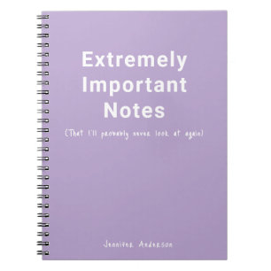 Simple Text Important Notes Pastel Purple Notebook