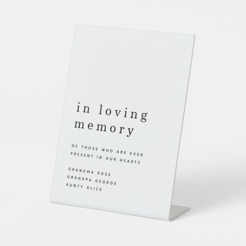 Simple Text In Loving Memory Wedding Pedestal Sign