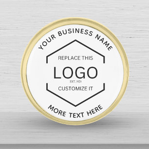 Simple Text Logo Business Promotional Gold Finish Lapel Pin