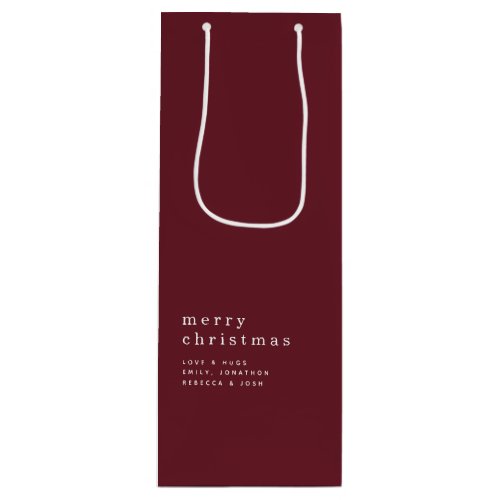 Simple Text Merry Christmas Name Burgundy Wine Gift Bag