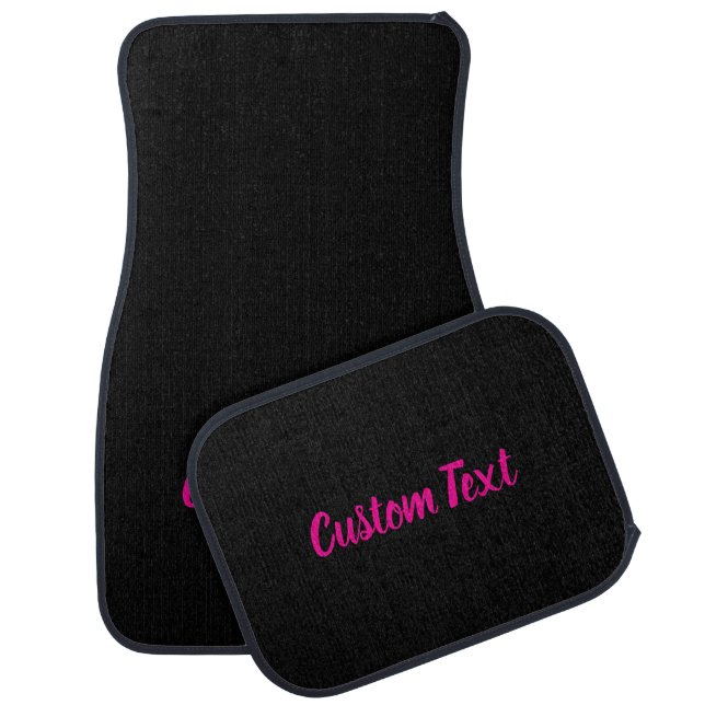 Simple Text on Black with Hot Pink Script Car Floor Mat (Set)