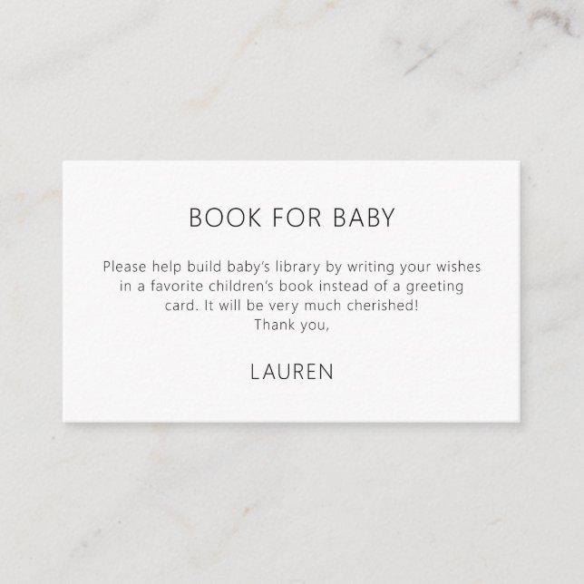 Simple Text Only Book For Baby Enclosure Card (Front)