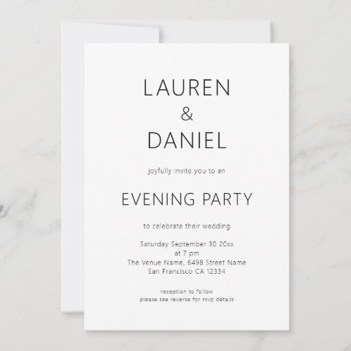 Simple Text Only QR Code Wedding Evening Party Invitation