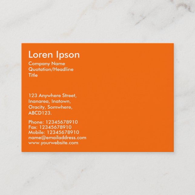 Simple Text - Orange Business Card (Front)
