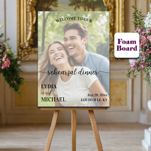 Simple Text Overlay Photo Rehearsal Dinner Foam Board