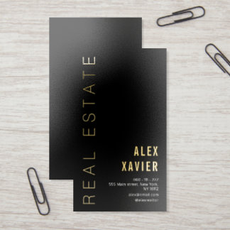 Simple text real estate gold foil business cards