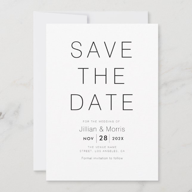 Simple text save the date invitation (Front)