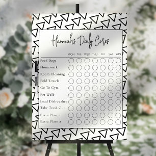 Simple Text Script Daily Chore Chart Dry Erase Board