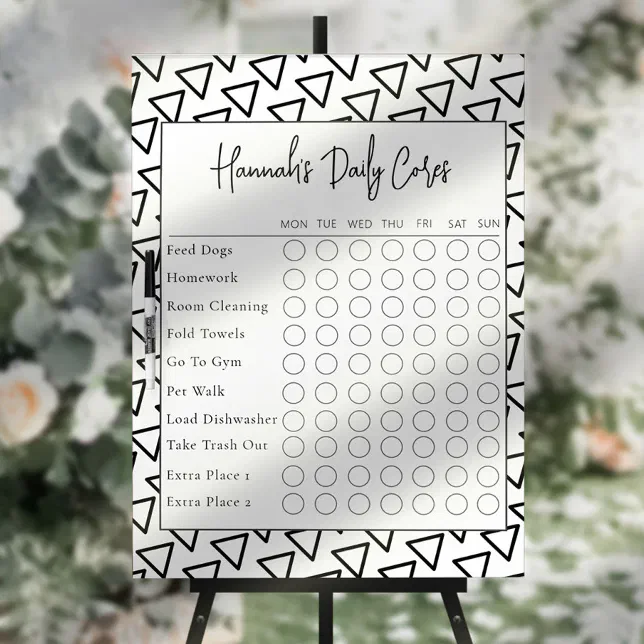 Simple Text Script Daily Chore Chart Dry Erase Board | Zazzle